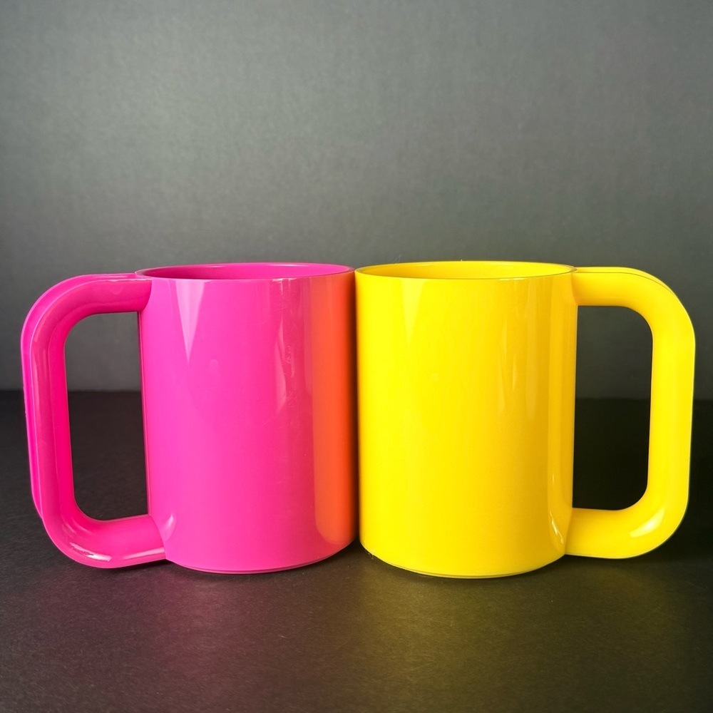 Vintage Heller Max Mug by Massimo Vignelli One Pink & One Yellow MCM Melamine